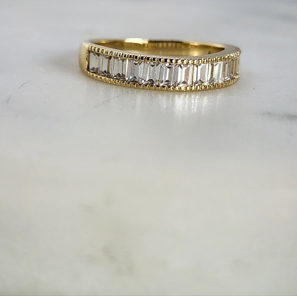 Gold Plated Band with Clear Stones